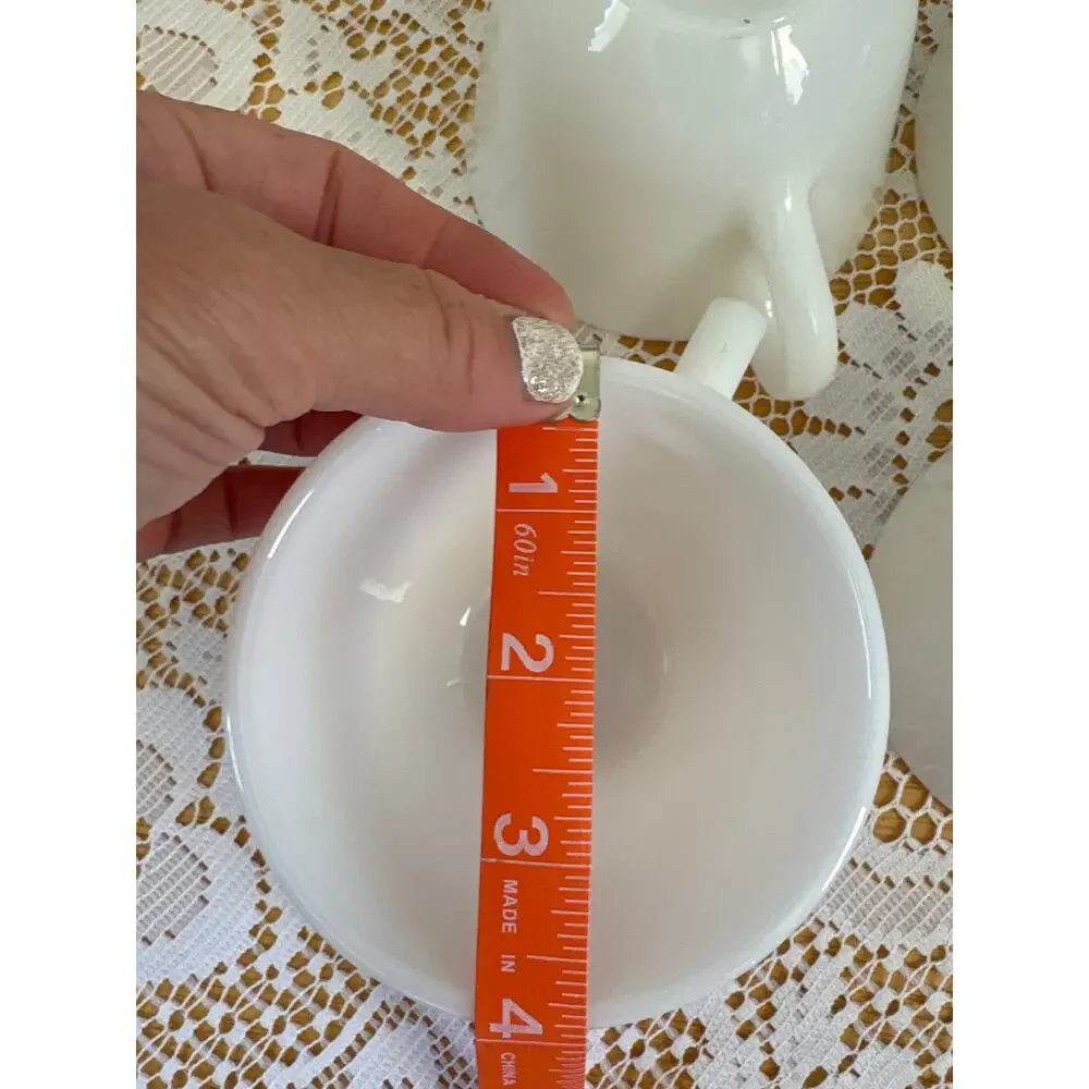 Vintage  Corningware Milk Glass Tea Cups, Set of 4